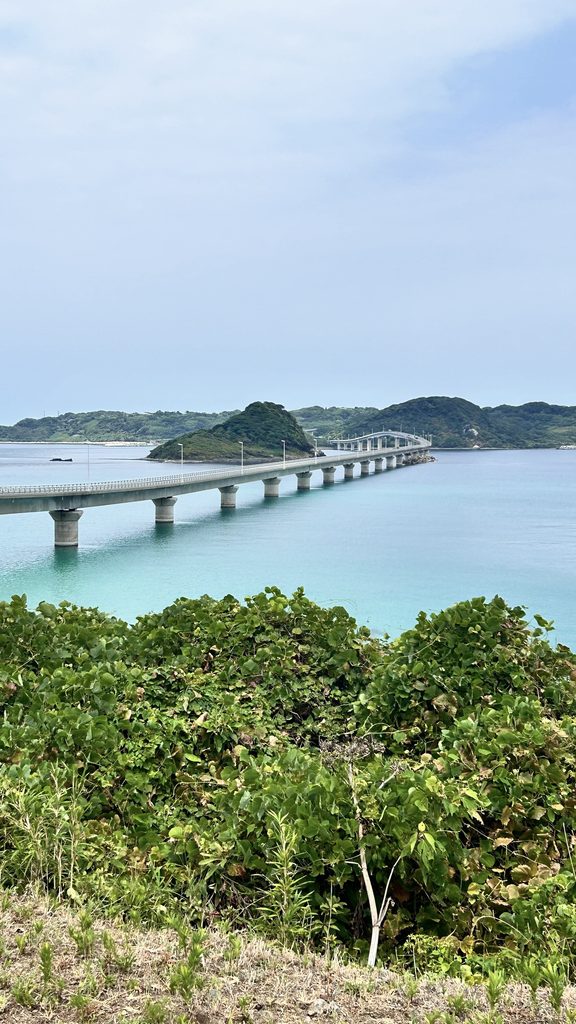 海士ヶ瀬公園の駐車場から見た角島大橋